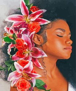 Afro Girl Flowers Paint By Number