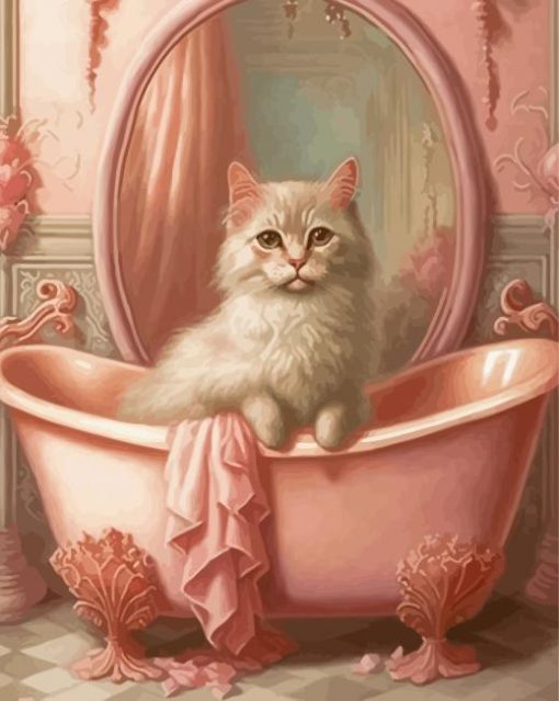 Cat In Bath Paint By Number