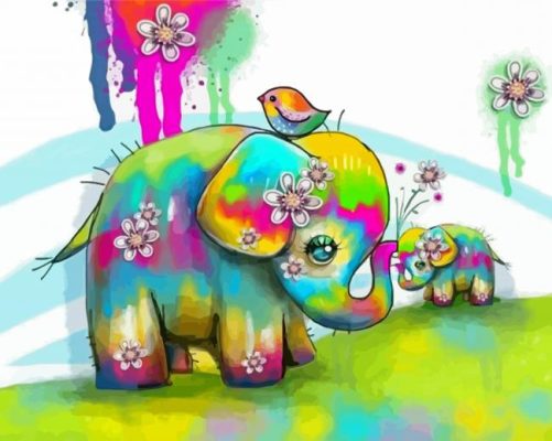 Colorful Elephants Baby Paint By Numbers