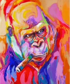 Colorful Gorilla Cigar Paint By Number