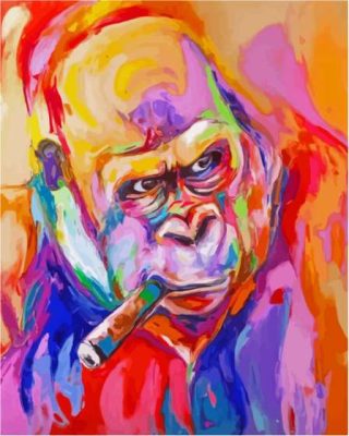 Colorful Gorilla Cigar Paint By Number