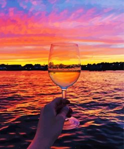 Colorful Sunset Wine Glass Paint By Number