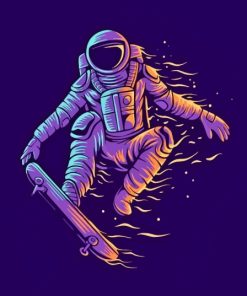 Cool Skater Astronaut Paint By Number