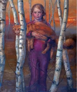 Girl And Cat Helene Knoop Paint By Number