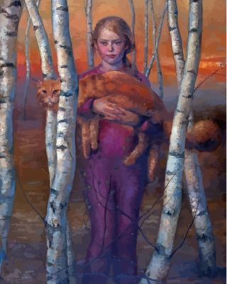 Girl And Cat Helene Knoop Paint By Number