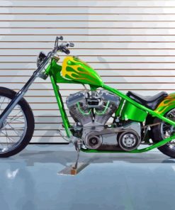 Green Chopper With Flames Paint By Number