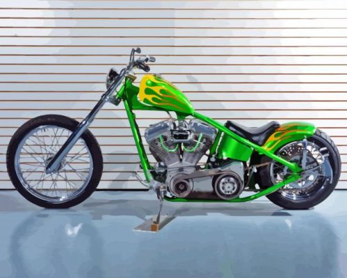 Green Chopper With Flames Paint By Number