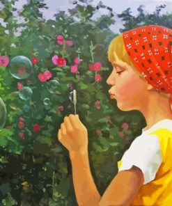 Little Girl Blowing Bubbles Paint By Number