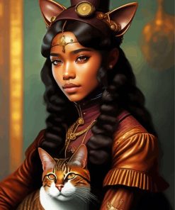 African Woman With Cat Paint By Number