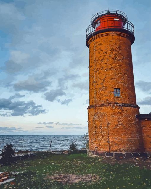 Brick Lighthouse Seaside Paint By Numbers