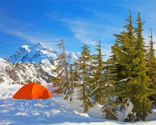 Camping In Snowy Mountains Paint By Number