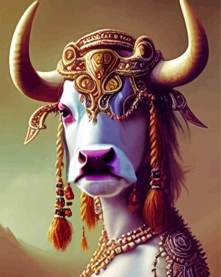 Cow Woman Head Paint By Number