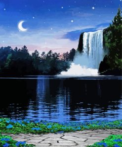 Crescent Moonlight Waterfall Paint By Numbers