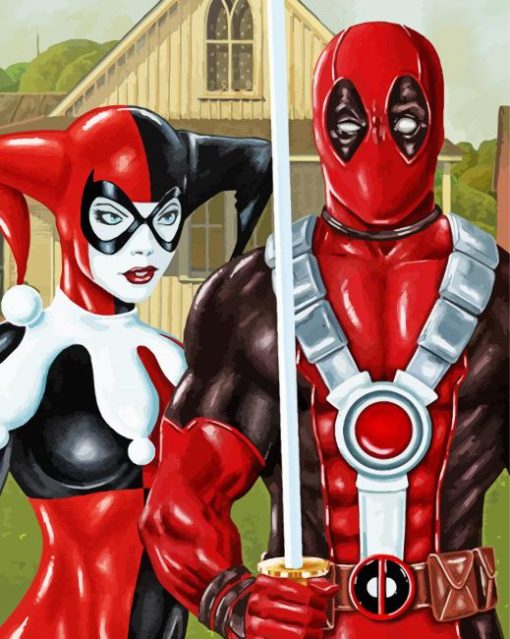 Deadpool And Harley Quinn Paint By Number