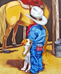 Horse And Little Cowboy Paint By Number