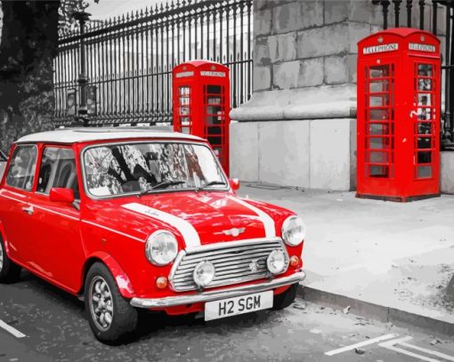 London Red Mini Car Paint By Number