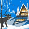 Moose In Winter Illustration Paint By Number