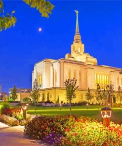 Ogden Utah Temple At Night Paint By Number