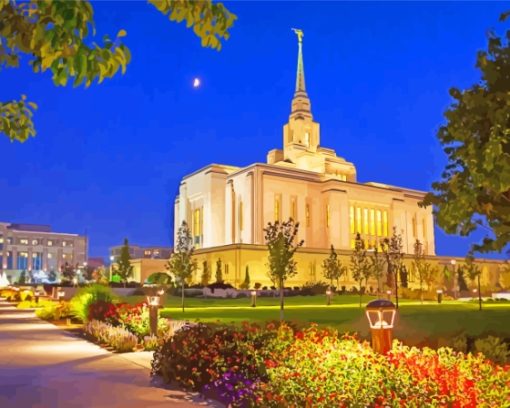 Ogden Utah Temple At Night Paint By Number