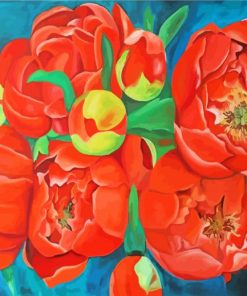 Red Peonies Flowers Paint By Number