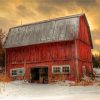 Red Barn In Winter Paint By Number