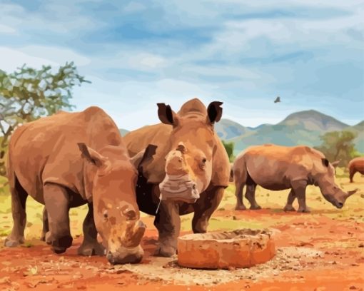 Rhinos Kruger Park Paint By Number
