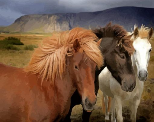 Three Icelandic Horses Paint By Number