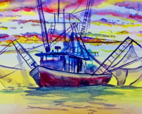 Abstract Shrimp Boat Paint By Number