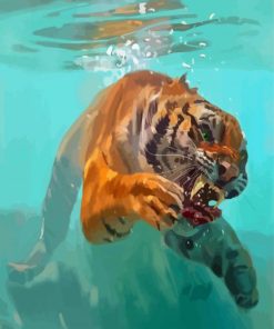 Abstract Tiger In The Water Paint By Number