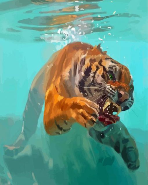 Abstract Tiger In The Water Paint By Number