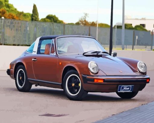 Brown Porsche Targa Paint By Number