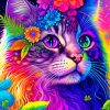 Colorful Floral Cat Paint By Numbers