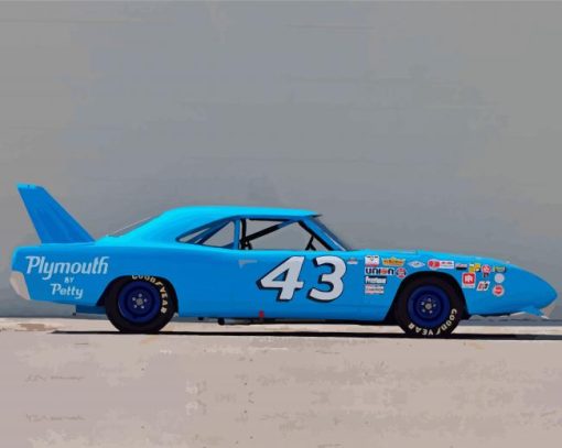 Cyan Old Racing Car Paint By Number