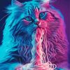 Neon Cat Eating Paint By Number