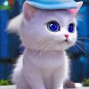 Pretty White Cat Paint By Number