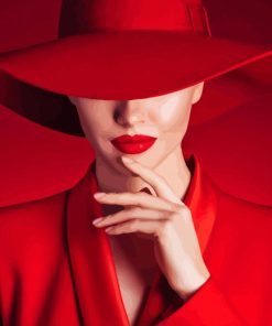 Red Classy Lady With Hat Paint By Numbers