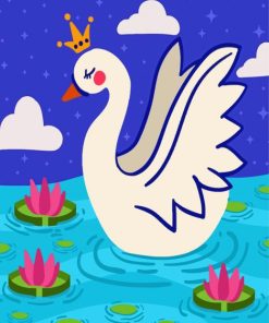 Swan With Crown Paint By Numbers