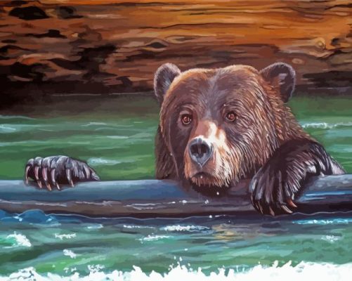 Bear In Water Art Paint By Number