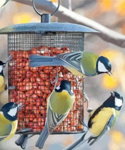 Birds At Bird Feeder Paint By Numbers