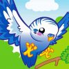 Cartoon Blue Parakeet Paint By Number