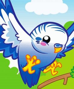 Cartoon Blue Parakeet Paint By Number