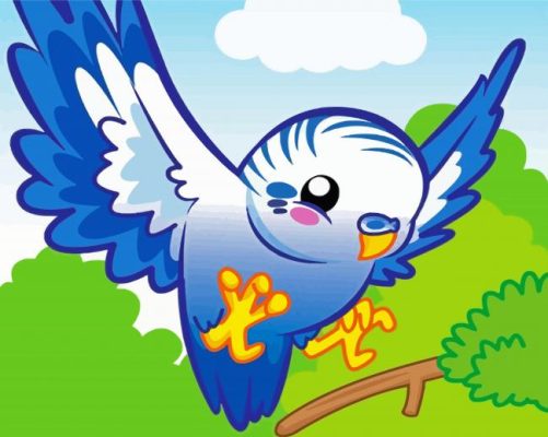 Cartoon Blue Parakeet Paint By Number