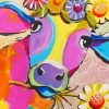 Colorful Cow Wearing Flower Paint By Numbers