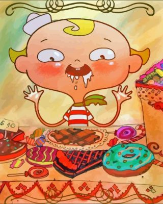 Flapjack Eating Sweets Paint By Numbers