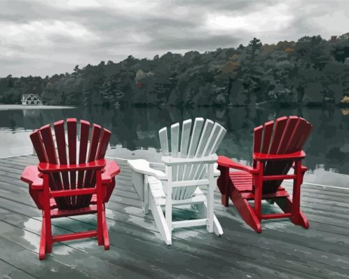 Red Muskoka Scene Paint By Numbers