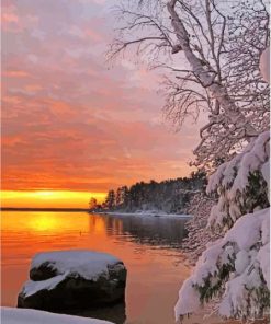 Snow Sebago Lake Maine Paint By Number