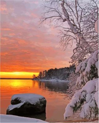 Snow Sebago Lake Maine Paint By Number