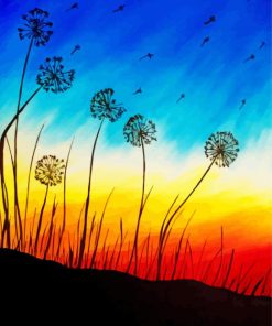 Sunset Dandelions Silhouette Paint By Numbers