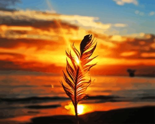 Sunset Feather Silhouette Paint By Number