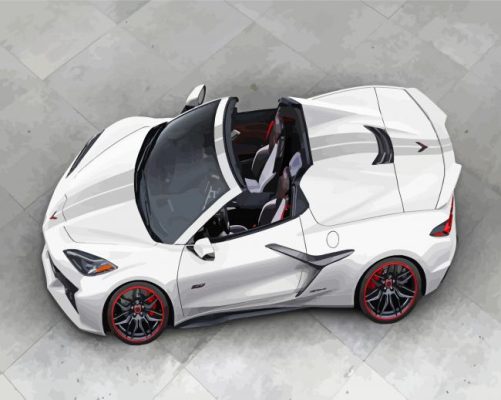 White Corvette Car Paint By Numbers